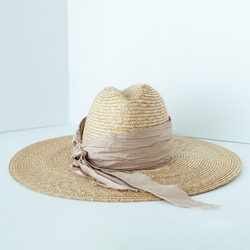 Lola Hats - Silk bow-trimmed straw hat